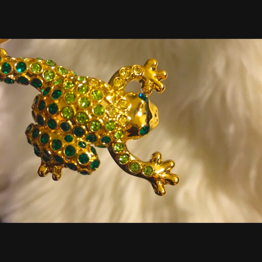 😎🎁❤️ vintage Money crystal Frog brooch  pin❤️🎁 - Picture 12 of 15